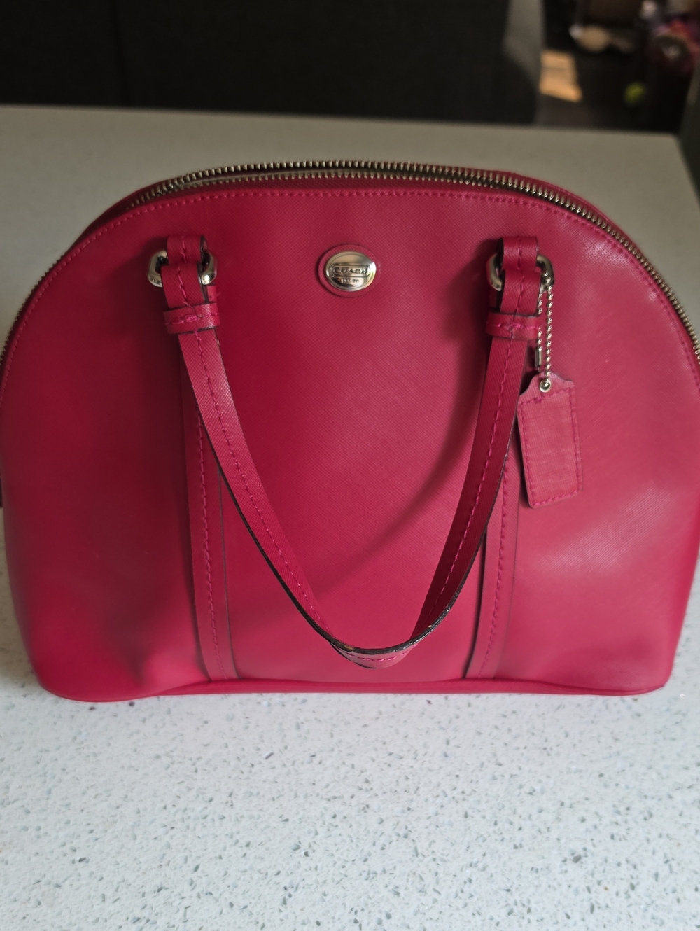 Coach Hot Pink Dome Satchel - Coach Logo Hardware